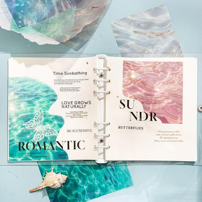 AuriicLeaf Wave PET Scrapbook Stickers Set, 60PCS Ocean Ephemera for Scrapbooking, Junk Journaling, Crafting, DIY Projects, Diaries, and Art Supplies