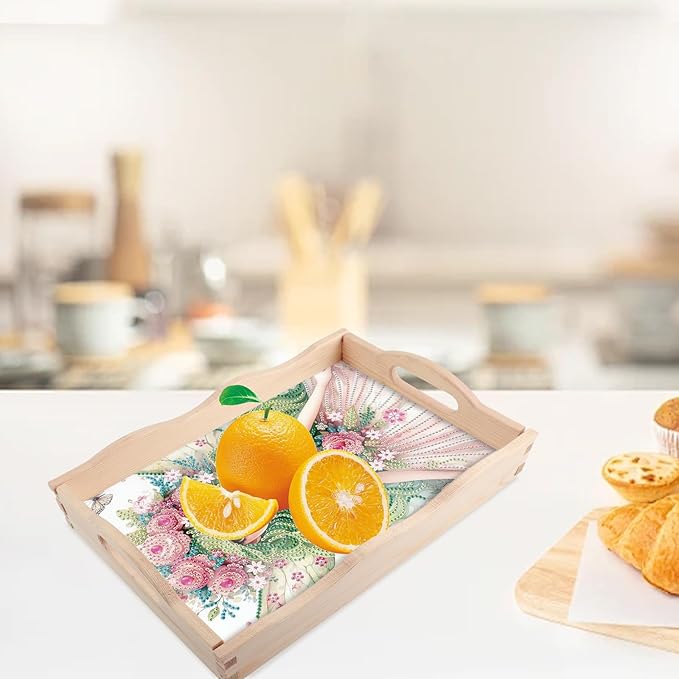 JISHSHAY Diamond Art Serving Tray Diamond Painting Food Tray Gem Art Serving Platter Gem Painting Mosaic Kits for Adults DIY Kits for Adults, with Wood Handle 20×30cm/7.87×11.81in, Fairy Elf