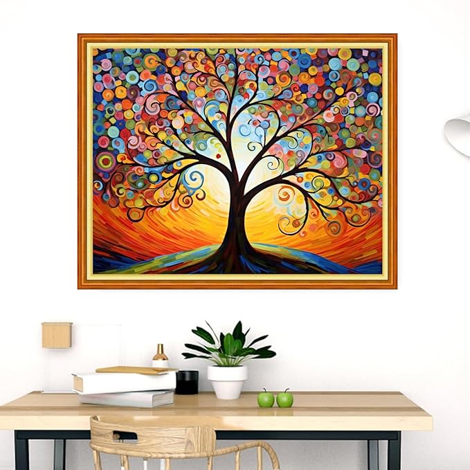 Dooxvey Cross Stitch Kits for Adults Stamped Full Range of Embroidery Starter Kits for Beginners 11CT Printed Cross Stitch Patterns Needlepoint Kits Stamped Crossstitch-Noctilucent Tree 16x20 inch