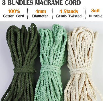 Ewparts Craft Kits for Adults Macrame Kit for Adults Beginners Easy to Make Macrame Wall Hanging Leaf with 4mm Macrame Cord,Instruction Book,Wooden Beads,Metal Combo for DIY Starter Adult Craft Kits