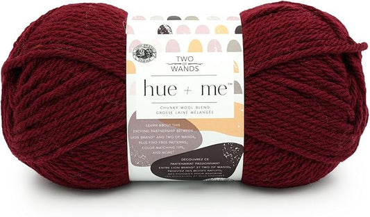 Lion Brand Yarn, Hue + Me Chunky Yarn for Crocheting, Knitting, and Crafts, Gamay, 1 Pack