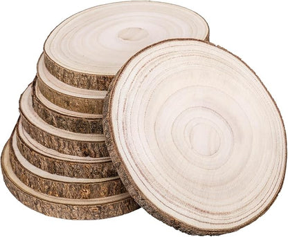 Natural Round Wood Slices 8 Pack 11-12 inches Unfinished Wood kit Circles DIY Crafts Wood Ornament Discs