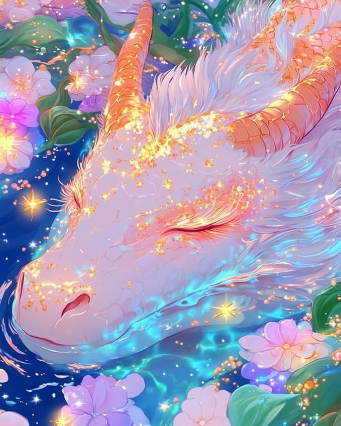 Mosaflare Paint by Numbers for Adults Beginner, Cute Dragon Adult Paint by Number Kits on Canvas, DIY Acrylic Oil Easy Painting by Numbers for Home Wall Decor 16X20 inch (Without Frame)