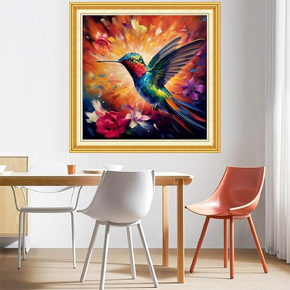 DMCVIVR Stamped Cross Stitch Kits for Beginners Adults Needlepoint Kits for Beginners Embroidery Kits for Adults Crossstitch Kit for Beginners 11CT-Magic Hummingbird 18x18 inch