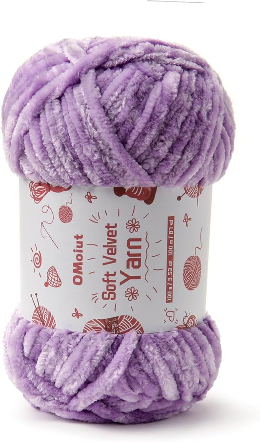 100g Fluffy Velvet Chenille Yarn for Crocheting and Knitting, 80m (87.5yd) Baby Yarn for Crocheting Soft, Crochet Chunky Yarns Amigurumi Yarns (Light Purple)