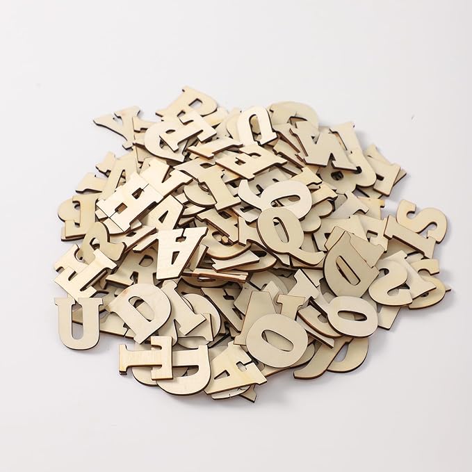180pcs 1.3in Wooden Letters Craft Set Cute Letter Shapes for Home Decor and DIY Projects (1IN)
