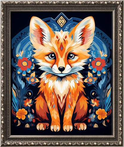 Leczany Cross Stitch Stamped Kit for Adults - Colorful Little Fox | DIY Embroidery Starter Patterns Craft Kit Needlepoint for Beginner | 11CT, 3 Strands | 13.8x16.9 inches