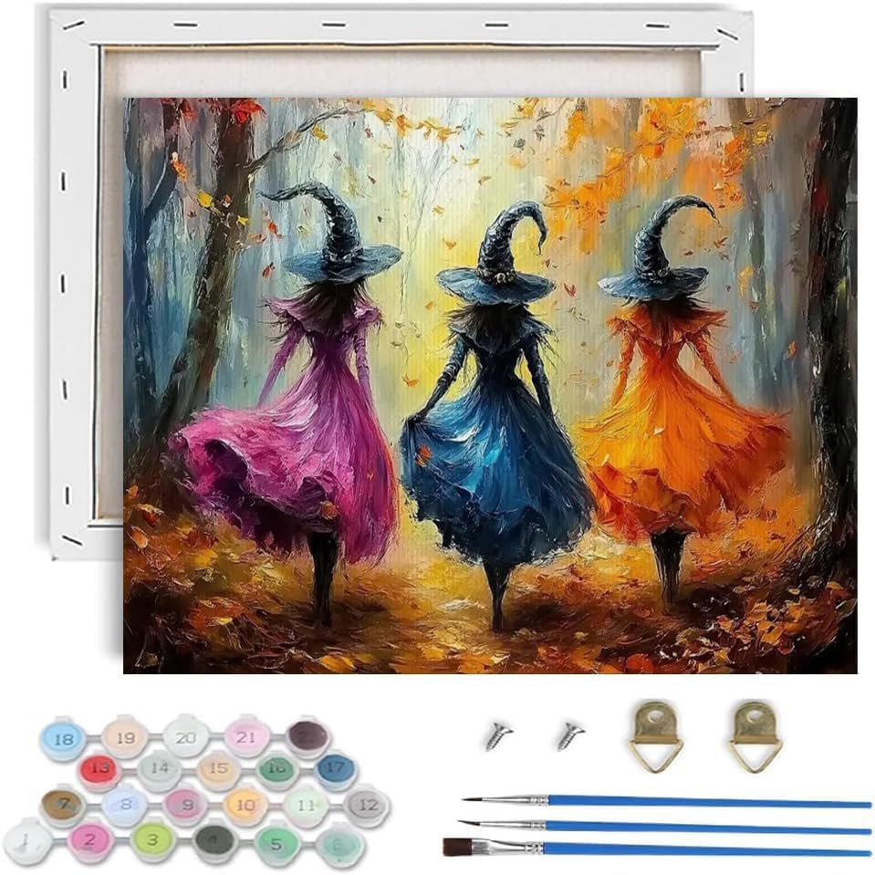 VIGEGU Witch Paint by Numbers Kit for Adults Beginner with Framed by VIGEGU