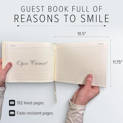 Gallery Leather Guest Book - Great for Wedding, Reception, Baby and Bridal Shower, Birthday Party and Vacation Home - 192 Lined Pages to Sign in, add Polaroid Photo - Hardcover 9x7" - Acadia Burgundy