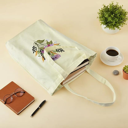 ERKOON Canvas Tote Bag Embroidery Kit for Beginners, Floral Arts Crafts Cross Stitch Kits for Adults Including Stamped Embroidery Bag with Hoops, Needle, Instruction and Color Threads(Colorful Time)