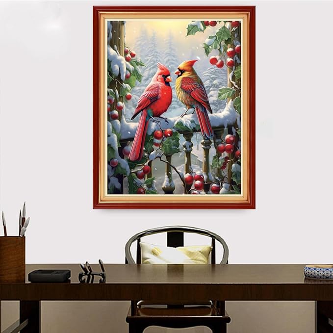 Redxing Stamped Cross Stitch Kits Embroidery kit for Beginners Adults Full Range of Embroidery Patterns Starter Kits DIY Printed Cross Stitch Kits Needlepoint Kits 11CT-Bird Snow Scenery 16x20 inch