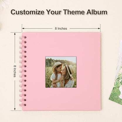 Scrapbook Album 8x8 Inches Photo Album Hardcover Kraft with Window Scrap Book Blank Memory Book for Baby Wedding Guest Book Couples Graduation Travel DIY Anniversary, 40 Pages Pink