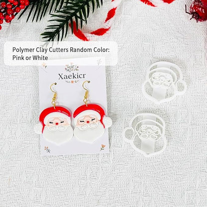 Xaekicr Christmas Santa Polymer Clay Cutters Set – Clay Earring Cutters for DIY Earrings – Cute Holiday Face Clay Molds – Polymer Clay Tools for Jewelry Making