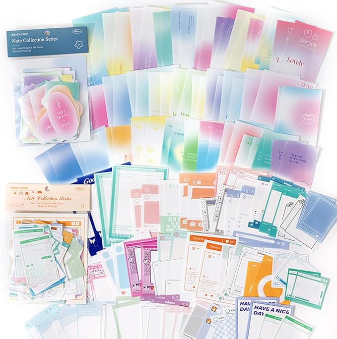 SIBLYMONA 200Pcs Vintage Memo Material Pack Memo Collection Series for Scrapbooking, Junk Journal Supplies DIY Art Crafts Bullet Journal Diary Album Planne (NO2)