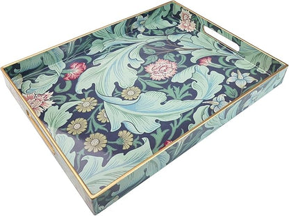 Spsyrine Serving Tray with Handles, Plastic Decorative Tray for Coffee Table, Living Room, Home Decor, Leicester