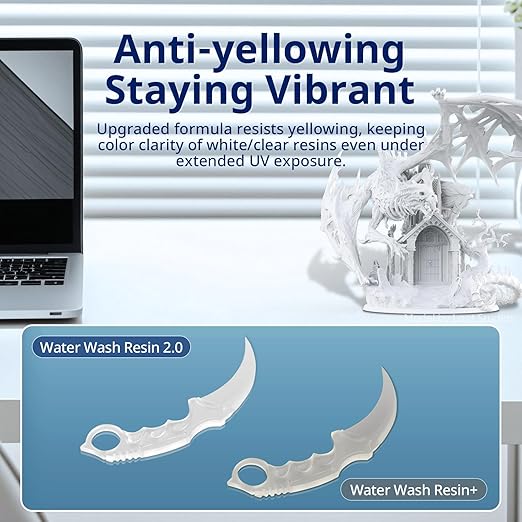 ANYCUBIC Water Washable Resin 2.0 Bundle, 3D Printer Resin with Low Viscosity and Fast Printing, 405nm High Precision 3D Resin, 8K Capable LCD DLP 3D Printing, 4Packs*1kg Grey, 4kg in Total