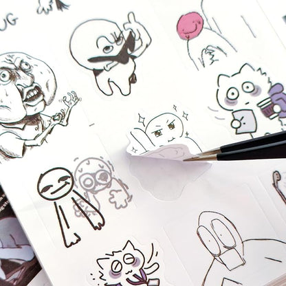 PRSTINCOL Meme Sticker Book, 30 Sheets 460+ Pcs, Black and White Funny Meme Stickers for Adults and Teens, Die Cut Vinyl Stickers for Journaling Scrapbooking DIY
