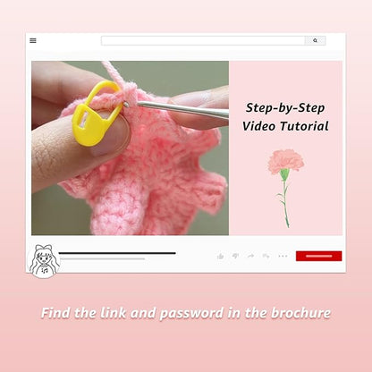 Lily's Lyric Flower Crochet Kit | Carnation & Ash Leaf | Step-by-Step Video Tutorial for Adults Teenagers | Craft Gift Idea DIY Home Decoration