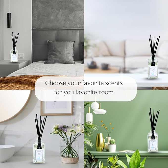 Preston and Lee Reed Diffuser Set | 100 ml (3.4 fl oz) Clean Cotton Scent | Reed Diffuser Set | Aromatherapy Diffusers | Natural Reed Diffuser Oil for Home and Spa Fragrance