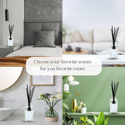 Preston and Lee Reed Diffuser Set | 100 ml (3.4 fl oz) Clean Cotton Scent | Reed Diffuser Set | Aromatherapy Diffusers | Natural Reed Diffuser Oil for Home and Spa Fragrance