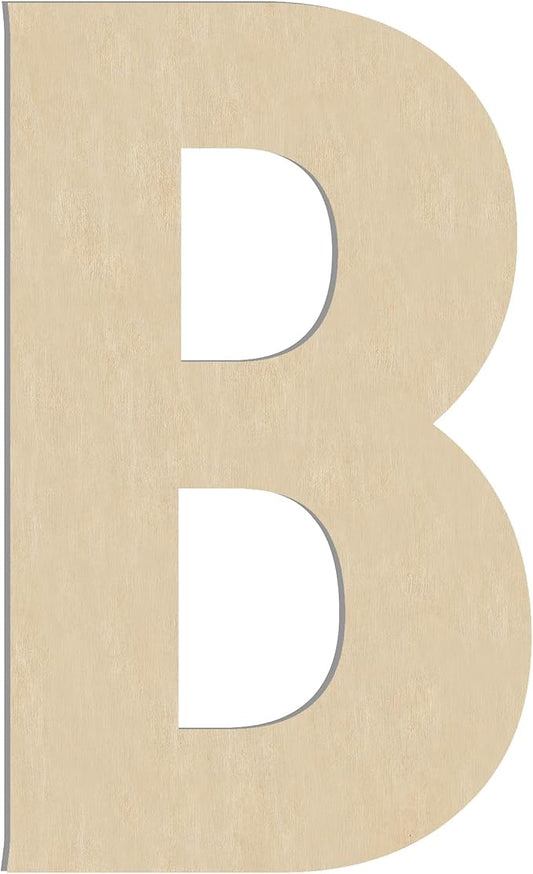 HILAZA 17 Inch Large Wooden Letter B, 1/4 in Thick Big Wood Letter for Wall Decor Crafts