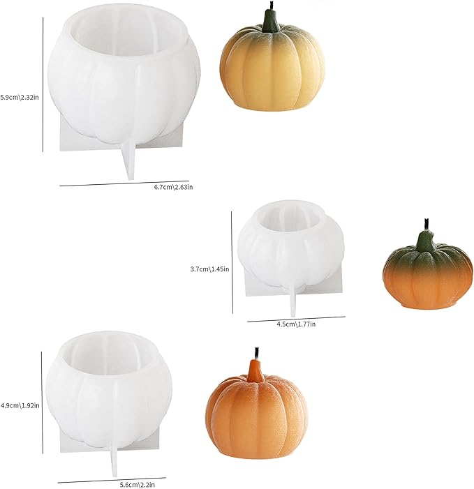3 Pack Pumpkin Resin Molds Pumpkin Mold - Resin Casting Silicone Molds for Home Decor & Candle Making Wave Spiral Mold