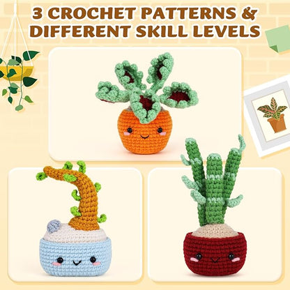 Crochetta Crochet Kit for Beginners, Beginner Crochet Kits for Adults with Step-by-Step Video Tutorials, DIY Knitting & Crocheting Craft Hobbies Supplies, Bonsai Tree Amigurumi(40%+ Yarn)