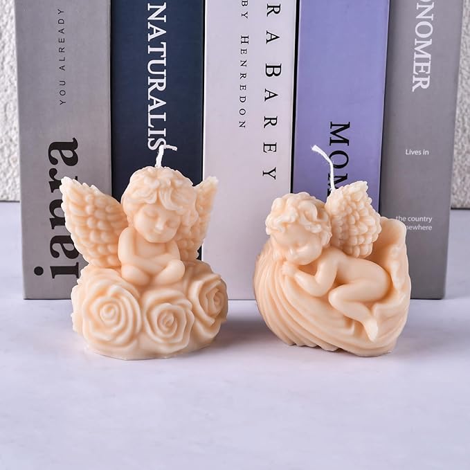 2PCS Angel Silicone Candle Molds Epoxy Resin Wax Mold Silicone Shapes Mold for Candle Craft Making Festival Gift Decoration