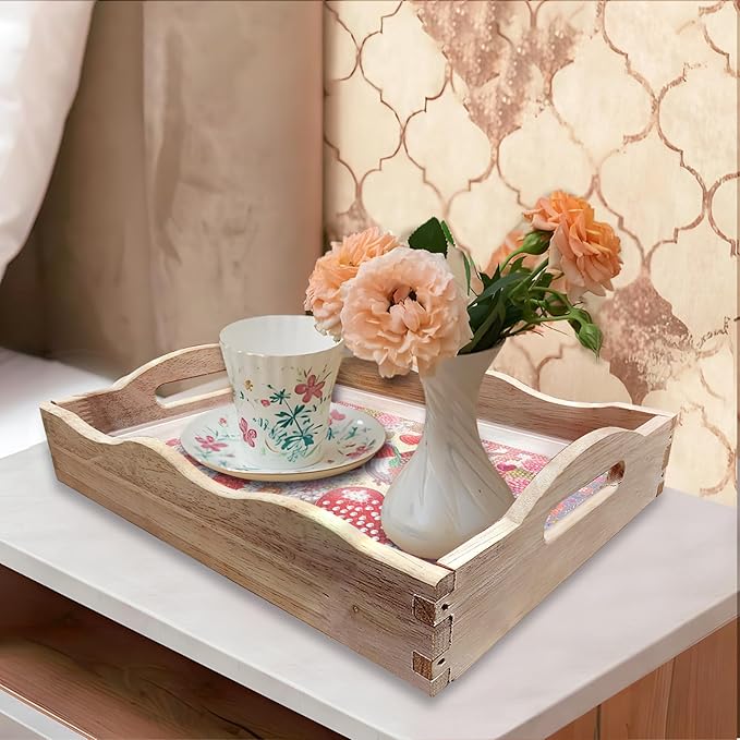 DIY Diamond Art Wooden Tray Kit, Food Tray with Handle Diamond Painted Table Decoration, for Breakfast, Bar, Dinner Table Diamond Dots Gem Painting Art Set for Beginners (#04-Love Hummingbird)