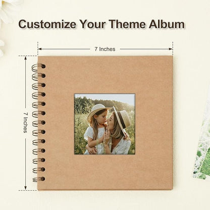 Scrapbook Album 7x7 Inches Photo Album Hardcover Kraft with Window Scrap Book Blank Memory Book for Baby Wedding Guest Book Couples Graduation Travel DIY Anniversary, 40 Pages Brown