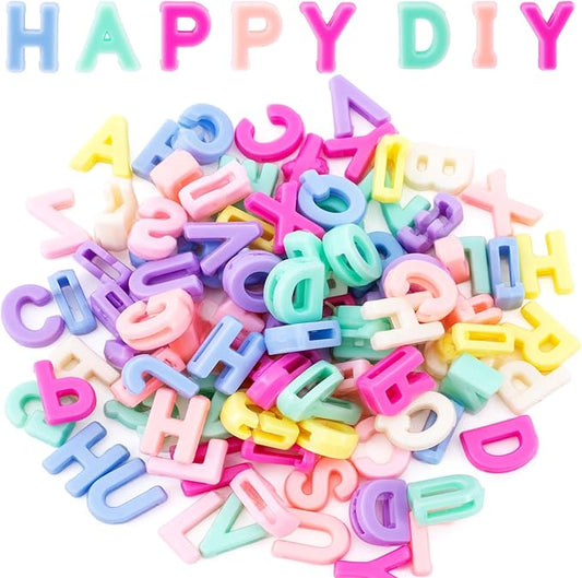 45-50pcs Large Alphabet Letter Beads, Colorful A-Z Mixed Alphabet Beads for DIY Crafts, Acrylic Letter Loose Spacer Charms for Keychains Necklaces Bracelets Jewelry Making(15g)- Random Colors