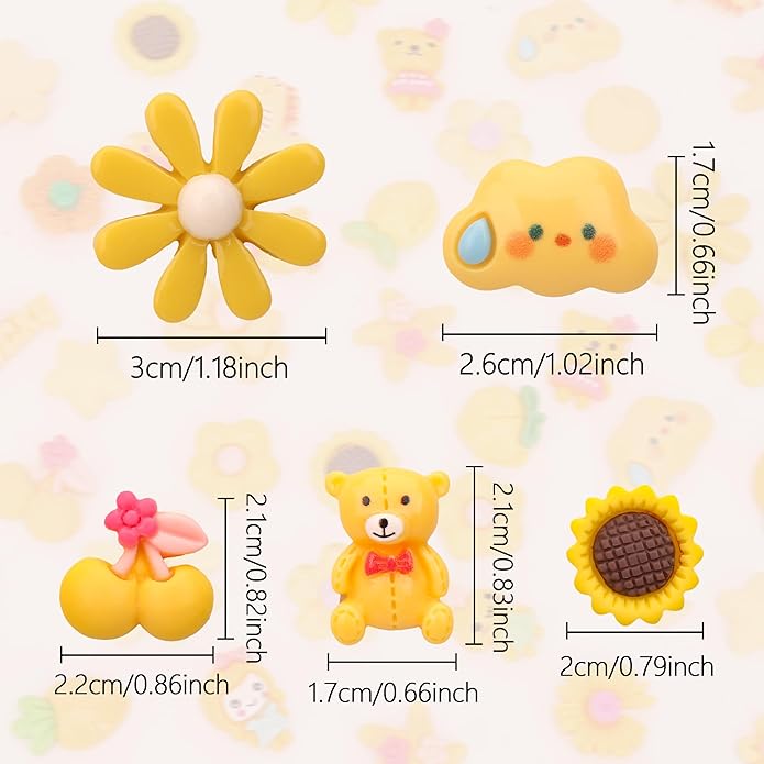 100Pcs Slime Charms, Mixed Cute Resin Charms Set for Scrapbooking, Phone Cases, Hair Accessories, Fake Candy Decor, Crafting Embellishments & DIY Keychains
