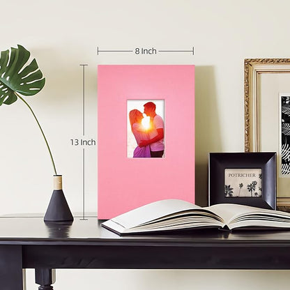 potricher Small Photo Album for 4x6 300 Photos Linen Cover Picture Book for Family Wedding Anniversary and Baby (Pink)