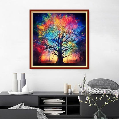 Joyhoor Cross Stitch Kits for Beginners Stamped Cross-Stitch Supplies Needlework preprint Embroidery Kits for Adults DIY Needlepoint Kits Embroidery Patterns 11CT-Noctilucent Tree 18.x18 inch
