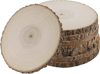 8 Pcs Large Unfinished Wood Slices, 8-9 Inches Wood Slabs for Centerpieces Natural Wooden Circle, DIY Wood Centerpieces for Tables Wedding Party Door Sign Decor