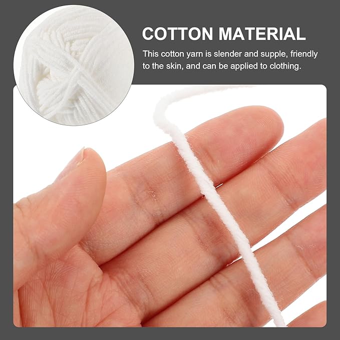 3 Rolls Crochet Cotton Yarn Bundle for DIY Knitting and Crocheting Soft Flexible Cotton Thread for Crafting Sweaters Hats Scarves Skin-Friendly Each
