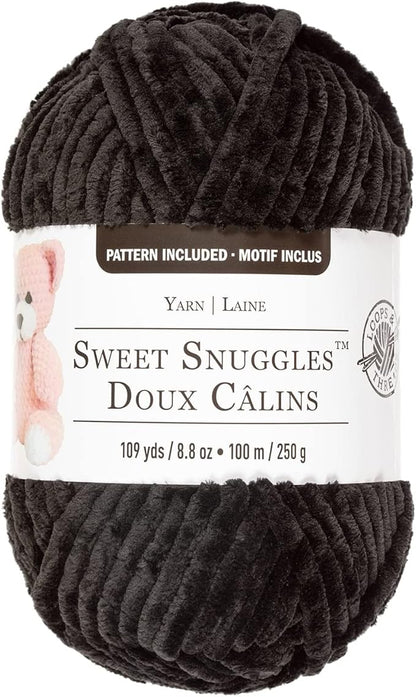Loops & Threads Sweet Snuggles Yarn - Solid Yarn for Knitting, Crochet, Weaving, Arts & Crafts - Black, Bulk 18 Pack