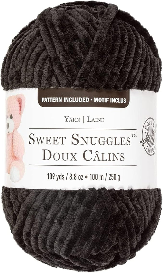 Loops & Threads Sweet Snuggles Yarn - Solid Yarn for Knitting, Crochet, Weaving, Arts & Crafts - Black, Bulk 18 Pack