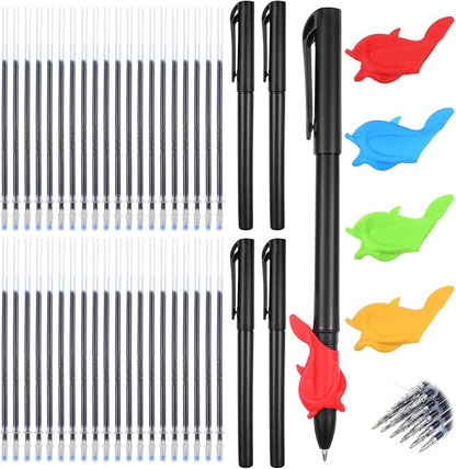 KFHENSOMR Magic Pens & Refills for Magic Practice Copybook, Grooved Handwriting Book Invisible Ink Pen Maker with Writing Grip, Reusable Workbooks Disappearing Ink Pen for 3-5 Drawing
