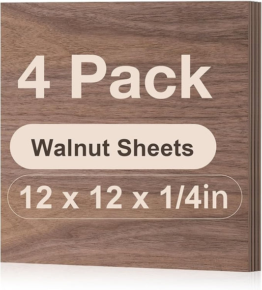 ROBOTIME 4-Pack 6mm Walnut Plywood for Laser Cutting -12 x 12 x 1/4 Inch - Laser Engraving Blanks