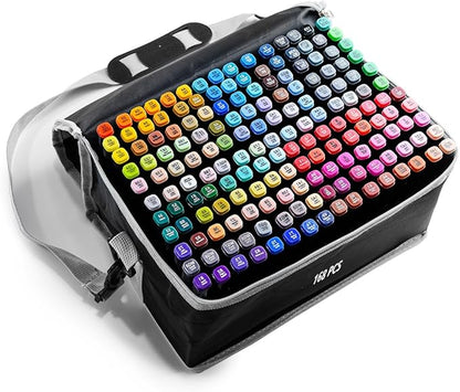 CREATSPARK Alcohol Markers 168 Colors with Base Dual Tip Art Drawing Markers for Anime Sketch Illustrations - Refillable