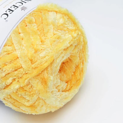 NICEEC 300g Soft Chenille Yarn Blanket Velvet Yarn for Knitting, Crochet, Weaving DIY Craft Total Length 150m (164yds)_Yellow