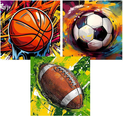 YOLENIX Paint by Numbers for Adults and Kids, 3pack Ball Games Painting by Number Kits On Canvas, Number Artist Paint by Number Kit Funny DIY, Home Wall Decor, Gifts 14X14inch by YOLENIX