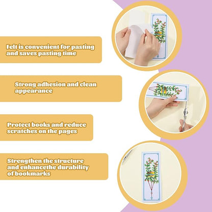 ORIGACH 6 Set Green Plants Cross Stitch Bookmark Kit for Beginner with Backing Felt Floss Instructions DIY Stamped Embroidery Bookmark Kit for Adults, Book Lovers