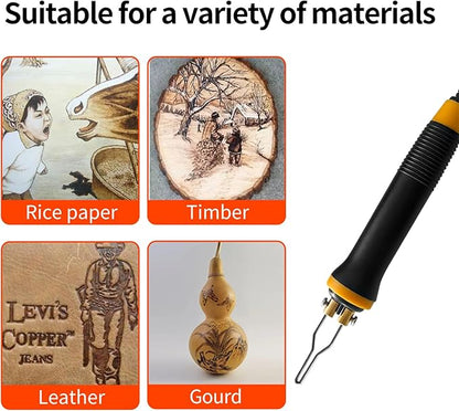 Wood Burning Tool, Wood Burner Kits Pen 25~750℃, Pyrography Wood Burning Kit with Digital Thermometer Temperature Adjustable Temperature, 2 Pyrographic Wood Burning Pens, 20 Wood Burning Pen Tips