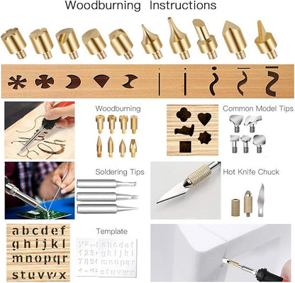 Preciva 31Pcs Wood Burning Kit, Professional Wood Burning Tool, 482°F~1382°F Adjustable Temperature Woodburning Pyrography Pen DIY Creative Tools for Embossing/Carving/Soldering