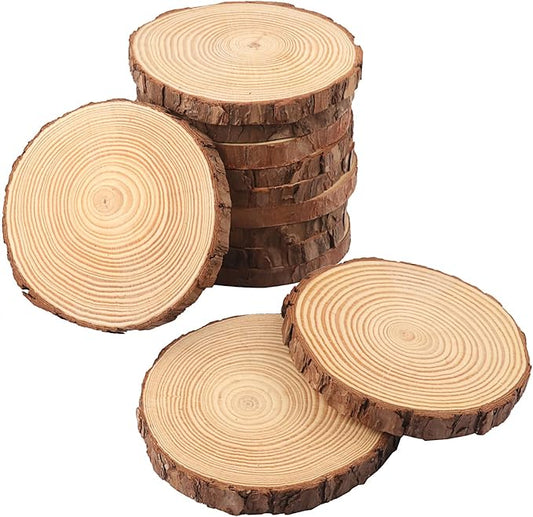 12 PCS 5.5-6.3 Inch Natural Wood Slices, Unfinished Pine Wood Circles with Barks for Coasters, DIY Crafts, Christmas Rustic Wedding Ornaments and Centerpieces,by GNIEMCKIN