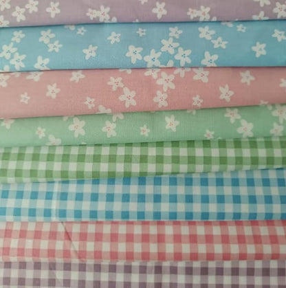 8Pcs 20" x 20" Cotton Fabric DIY Making Supplies Quilting Patchwork Fabric Fat Quarter Bundles DIY for Quilting Cotton Patchwork Cushions (Small Flowers Square, 20" x 20")