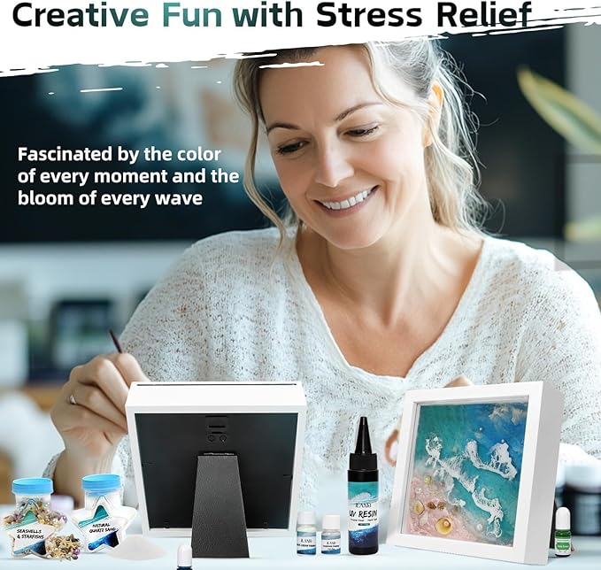 iLAND Craft Kits for Teens Adults Women UV Resin Kit for Beginners Sea Arts Beach Crafting Project DIY Costal Decor Making Set for Teens 14-16 Girls Fun Crafty Gifts for Women Christmas Gift Romantic