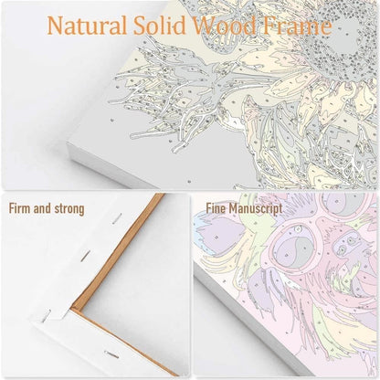 Cat Paint by Numbers Kit for Adults with Framed Canvas&Wooden Easel, DIY Acrylic Paint by Numbers Kits on Canvas, Cat with Flower Drawing Paintwork Arts and Crafts for Home Wall Decor 12x16inch - Image 3